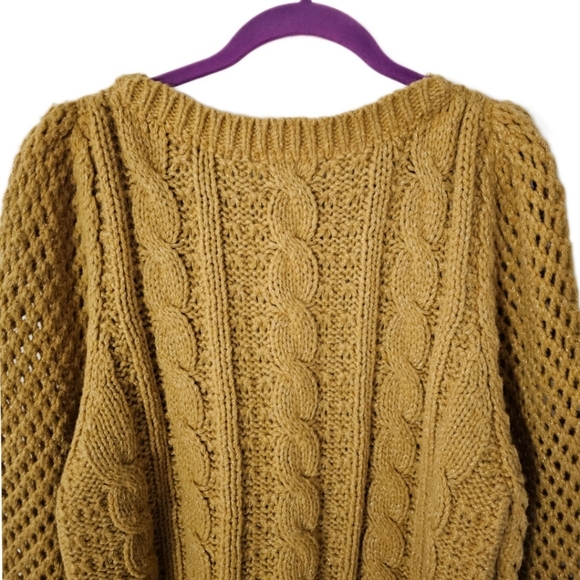 LoveShackFancy Mustard Cable Knit Sweater - Picture 8 of 11